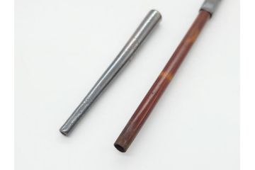 時代物　銀製　金象嵌?　龍キセル入れ　犬の親子木製根付　煙管&腰差し煙草入れ(提げ物、タバコ、たばこ入れ)(R-063978)