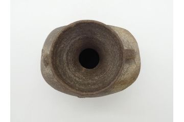 平安時代　九世紀　自然釉　耳付　須恵器　時代の流れを感じる扁壷(京都府下出土、壺中居、和食器、共箱付き)(R-063981)