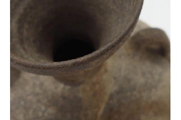 平安時代　九世紀　自然釉　耳付　須恵器　時代の流れを感じる扁壷(京都府下出土、壺中居、和食器、共箱付き)(R-063981)