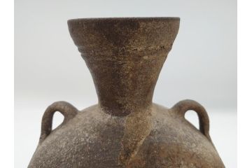 平安時代　九世紀　自然釉　耳付　須恵器　時代の流れを感じる扁壷(京都府下出土、壺中居、和食器、共箱付き)(R-063981)