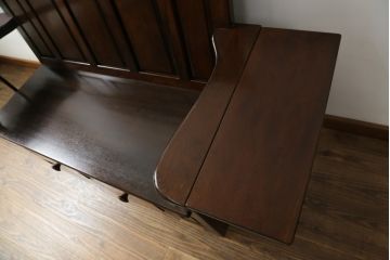 中古　美品　松本民芸家具　シックな大人の空間を演出する羽根付ベンチ(長椅子、二人掛けベンチ、板座)(R-063983)