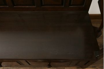 中古　美品　松本民芸家具　シックな大人の空間を演出する羽根付ベンチ(長椅子、二人掛けベンチ、板座)(R-063983)