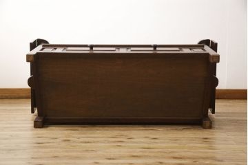 中古　美品　松本民芸家具　シックな大人の空間を演出する羽根付ベンチ(長椅子、二人掛けベンチ、板座)(R-063983)
