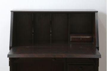 中古　北海道民芸家具　シックな片袖ライティングビューロー(ワークデスク、簿記机、机、在宅ワーク、在宅用)(定価約28万8千円)(R-063989)
