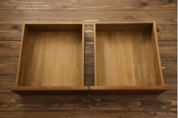 和製ビンテージ　美品　特注高級品　チーク材　上質な造り込みが魅力!傾斜台付きの両面引き出しワークデスク(テーブル、傾斜デスク、デスク、作業台、在宅用、在宅ワーク)(R-063999)