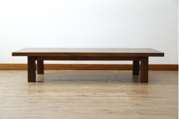 和製アンティーク　総欅(ケヤキ)材　和モダンデザインのシンプルな座卓(センターテーブル、ローテーブル、食卓)(R-064000)