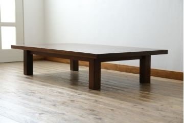 和製アンティーク　総欅(ケヤキ)材　和モダンデザインのシンプルな座卓(センターテーブル、ローテーブル、食卓)(R-064000)
