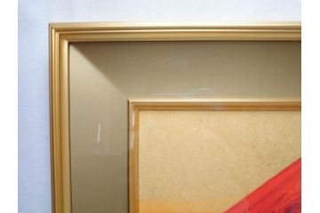 福王寺法林　文化勲章　赤富士　P10号サイズ程度　絵画(共箱付き、共シール、朝富士、額装)(R-064005)