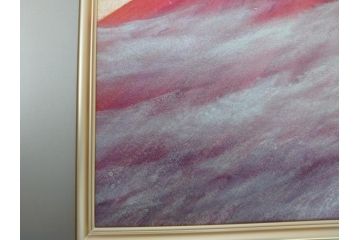 福王寺法林　文化勲章　赤富士　P10号サイズ程度　絵画(共箱付き、共シール、朝富士、額装)(R-064005)
