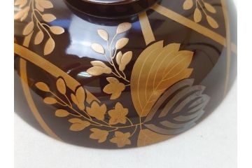 明治〜大正　桐材　金銀蒔絵　輪島塗り　木製漆器　漆器の色合いと蒔絵の組み合わせが美しい吸物椀6客セット(和食器、お椀)(R-064007)