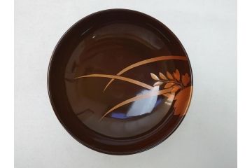明治〜大正　桐材　金銀蒔絵　輪島塗り　木製漆器　漆器の色合いと蒔絵の組み合わせが美しい吸物椀6客セット(和食器、お椀)(R-064007)