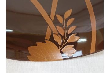 明治〜大正　桐材　金銀蒔絵　輪島塗り　木製漆器　漆器の色合いと蒔絵の組み合わせが美しい吸物椀6客セット(和食器、お椀)(R-064007)