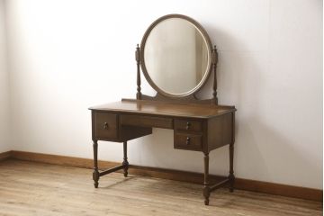 中古　美品　横浜クラシック家具　ノックオンウッド(knockonwood)　Hand Made　上品なデザインが魅力のドレッサー(鏡台、化粧台、ミラー)(R-064018)