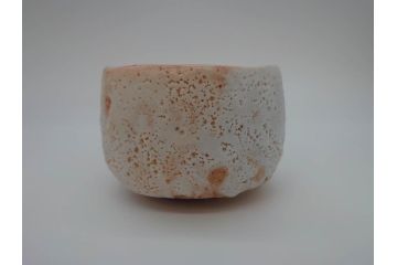 宮本武芳　深川庵　宮乃本窯　志野　茶碗(志埜、抹茶碗、茶道具、茶器、和食器、共箱付き)(R-064023)