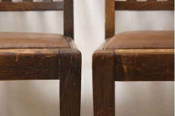 イギリスアンティーク　オーク材　クラシカルな佇まいが魅力的!!アールデコ調のダイニングチェア4脚セット(椅子、イス)(R-064032)