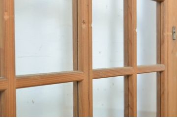 アンティーク建具　柾目の美しい升目格子戸4枚セット(ガラス戸、引き戸)(R-064043)