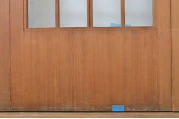 アンティーク建具　柾目の美しい升目格子戸4枚セット(ガラス戸、引き戸)(R-064043)