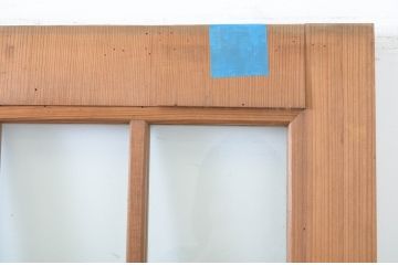 アンティーク建具　柾目の美しい升目格子戸4枚セット(ガラス戸、引き戸)(R-064043)