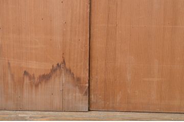 アンティーク建具　柾目の美しい升目格子戸4枚セット(ガラス戸、引き戸)(R-064043)