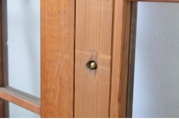 アンティーク建具　柾目の美しい升目格子戸4枚セット(ガラス戸、引き戸)(R-064043)