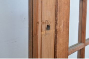 アンティーク建具　柾目の美しい升目格子戸4枚セット(ガラス戸、引き戸)(R-064043)