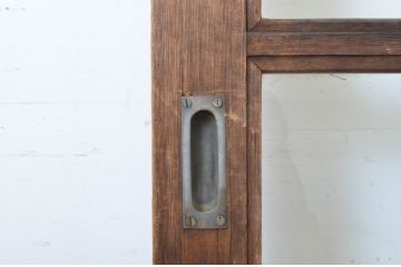 アンティーク建具　上手物!!　大正ロマン　マス目の面取りが丁寧なガラス戸2枚セット(引き戸)(R-064044)