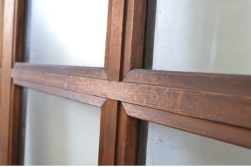 アンティーク建具　上手物!!　大正ロマン　マス目の面取りが丁寧なガラス戸2枚セット(引き戸)(R-064044)