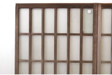 アンティーク建具　和の空間づくりにおすすめの玄関戸2枚セット(ガラス戸、引き戸、格子戸)(R-064046)
