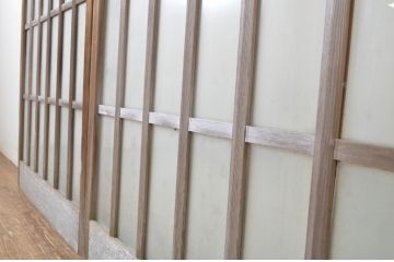 アンティーク建具　和の空間づくりにおすすめの玄関戸2枚セット(ガラス戸、引き戸、格子戸)(R-064046)