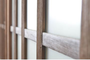 アンティーク建具　和の空間づくりにおすすめの玄関戸2枚セット(ガラス戸、引き戸、格子戸)(R-064046)