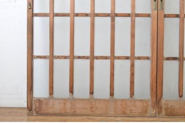 アンティーク建具　和の空間づくりにおすすめの玄関戸2枚セット(ガラス戸、引き戸、格子戸)(R-064046)
