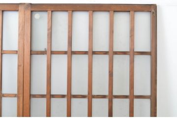 アンティーク建具　和の空間づくりにおすすめの玄関戸2枚セット(ガラス戸、引き戸、格子戸)(R-064046)