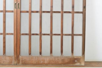アンティーク建具　和の空間づくりにおすすめの玄関戸2枚セット(ガラス戸、引き戸、格子戸)(R-064046)