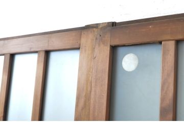 アンティーク建具　和の空間づくりにおすすめの玄関戸2枚セット(ガラス戸、引き戸、格子戸)(R-064046)