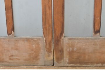 アンティーク建具　和の空間づくりにおすすめの玄関戸2枚セット(ガラス戸、引き戸、格子戸)(R-064046)