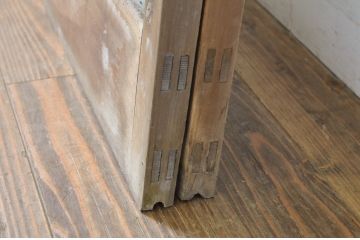 アンティーク建具　和の空間づくりにおすすめの玄関戸2枚セット(ガラス戸、引き戸、格子戸)(R-064046)