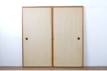 アンティーク建具　柾目の美しい板戸2枚セット(帯戸、引き戸)(R-064048)