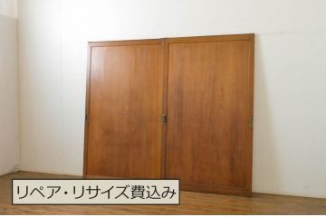 アンティーク建具　柾目の美しい板戸2枚セット(帯戸、引き戸)(R-064049)