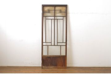 アンティーク建具　大正ロマン溢れる背の高い扉1枚(ドア、片開き戸、ガラス扉)(R-064051)