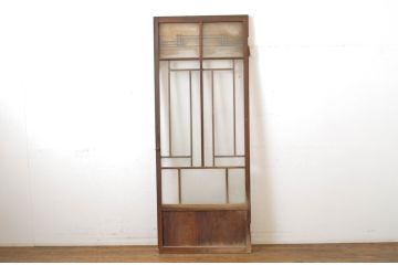 アンティーク建具　大正ロマン溢れる背の高い扉1枚(ドア、片開き戸、ガラス扉)(R-064051)