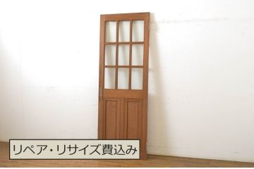 アンティーク建具　チーク材　ナチュラルで落ち着いた雰囲気のドア1枚(扉、木製ドア、ガラス扉)(R-064052)
