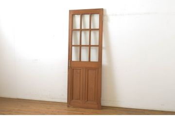 アンティーク建具　チーク材　ナチュラルで落ち着いた雰囲気のドア1枚(扉、木製ドア、ガラス扉)(R-064052)