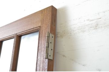 アンティーク建具　チーク材　ナチュラルで落ち着いた雰囲気のドア1枚(扉、木製ドア、ガラス扉)(R-064052)
