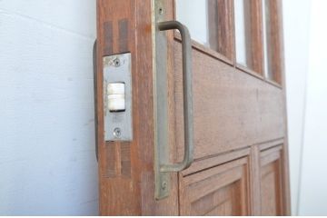 アンティーク建具　チーク材　ナチュラルで落ち着いた雰囲気のドア1枚(扉、木製ドア、ガラス扉)(R-064052)