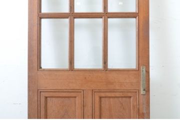 アンティーク建具　チーク材　ナチュラルで落ち着いた雰囲気のドア1枚(扉、木製ドア、ガラス扉)(R-064052)