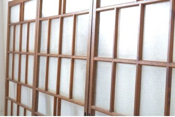 アンティーク建具　大正ロマンの雰囲気を醸し出すガラス戸4枚セット(引き戸)(R-064053)