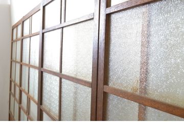 アンティーク建具　大正ロマンの雰囲気を醸し出すガラス戸4枚セット(引き戸)(R-064053)
