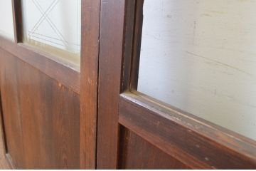アンティーク建具　落ち着いた和の空間を演出するガラス帯戸2枚セット(引き戸、板戸)(R-064054)