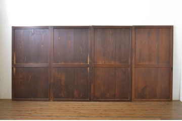 アンティーク建具　あたたかみのある木の風合いが感じられる帯戸4枚セット(板戸、引き戸)(R-064056)