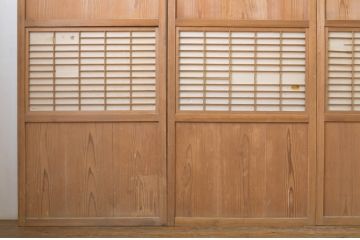 アンティーク建具　味わい深い風合いが魅力の障子帯戸4枚セット(障子戸、格子戸、板戸、引き戸)(R-064057)